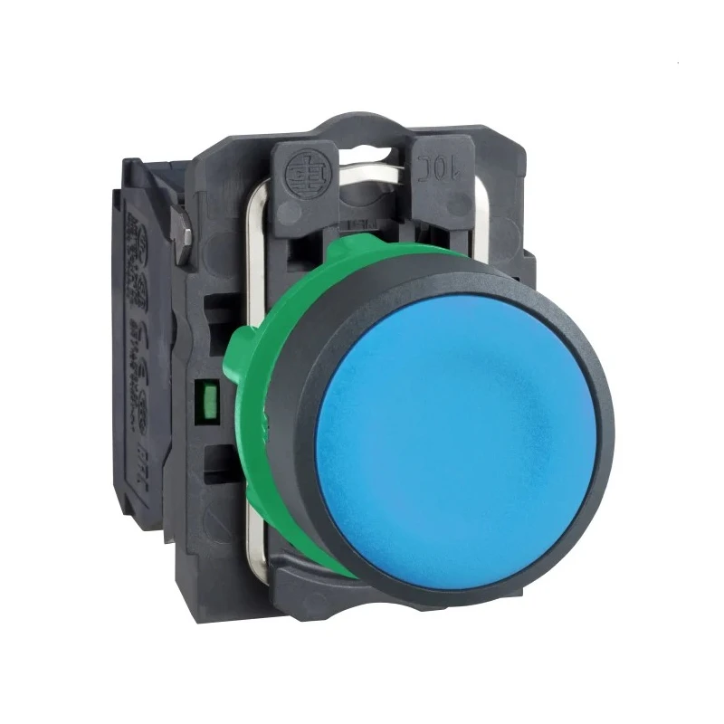 Schneider Electric Harmony XB5 Series Push Button Switch, Spring Return, Panel Mount, 22 mm Cutout, SPST, Blue LED XB5AA61