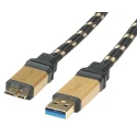 Roline USB Cable Male USB Type A to Male USB 3.0 Micro USB Type B Gold Black 800mm 11.02.8878-10