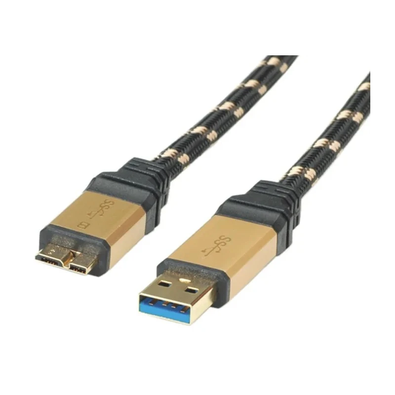 Roline USB Cable Male USB Type A to Male USB 3.0 Micro USB Type B Gold Black 800mm 11.02.8878-10