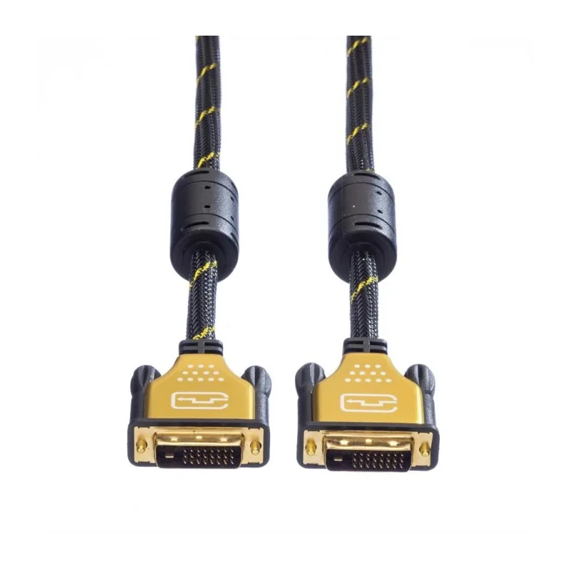 Roline Male DVI-D Dual Link to Male DVI-D Cable 3m Gold Black sheath Nylon 11.04.5513-10