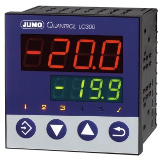 Jumo QUANTROL Panel PID Temperature Controller 1 Input, 2 Output Analogue 240V ac/dc On-Off 702034/8-3100-25