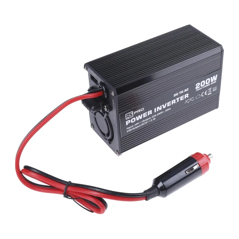 RS PRO 300W Power Inverter 24V DC Input 230V AC Output Modified Sine Wave Model 816-0021