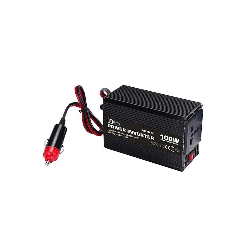 RS PRO 100W Power Inverter 12V DC Input 230V AC Output Universal Connector 255g 108x66x20mm 816-0002
