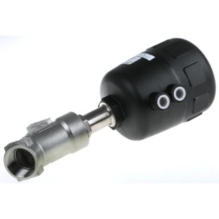 Burkert Stainless Steel Angle Type Pneumatic Actuated Valve 1 in Threaded Connections 16 bar 186488