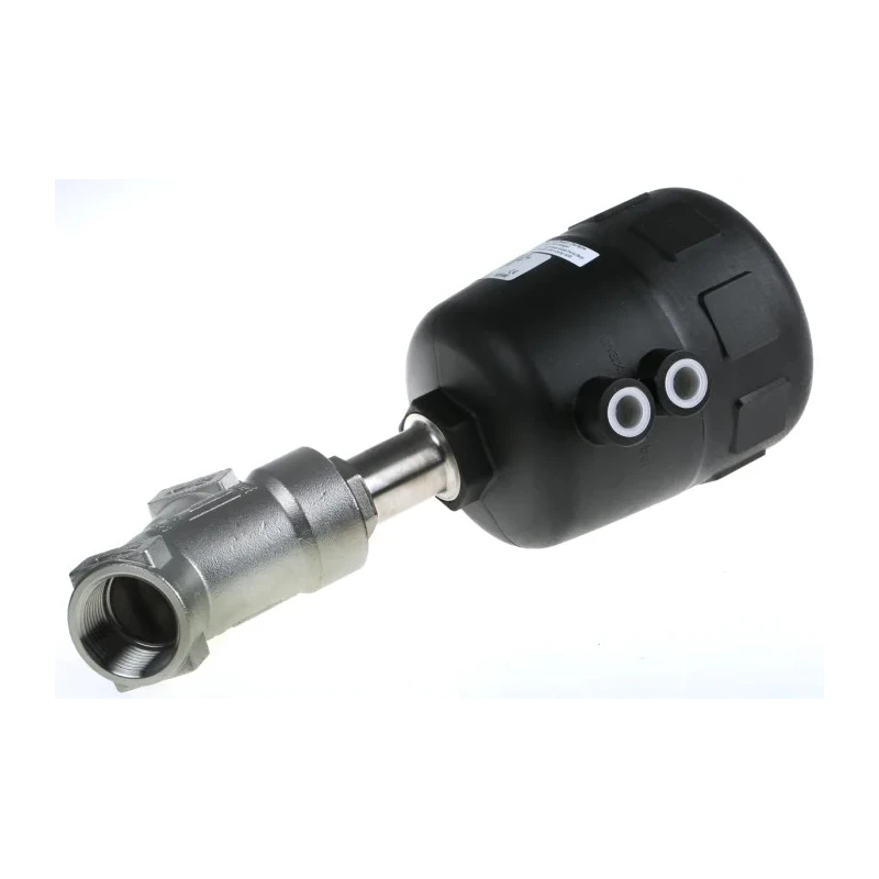 Burkert Stainless Steel Angle Type Pneumatic Actuated Valve 1 in Threaded Connections 16 bar 186488