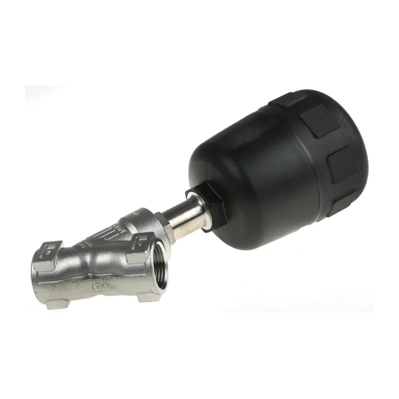 Burkert Stainless Steel Angle Type Pneumatic Actuated Valve 1 in Threaded Connections 16 bar 186488