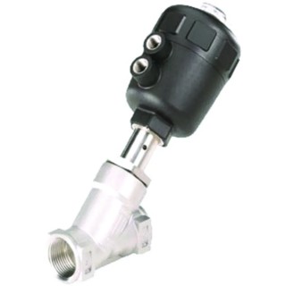 Burkert Stainless Steel Angle Type Pneumatic Actuated Valve 2 in Threaded Connection 16 bar 001401