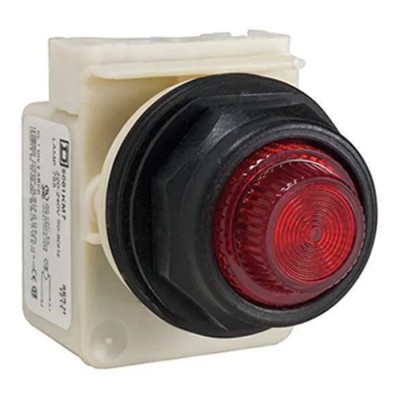 Schneider Electric Panel Mount Red Pilot Light Harmony 9001SK 30 mm Cutout, 240V AC, IP66 9001SKP7R31