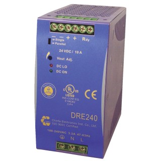 Mean Well DRE Switched Mode DIN Rail Power Supply 264V AC Input 12V DC Output, 16A, 192W DRE240-12