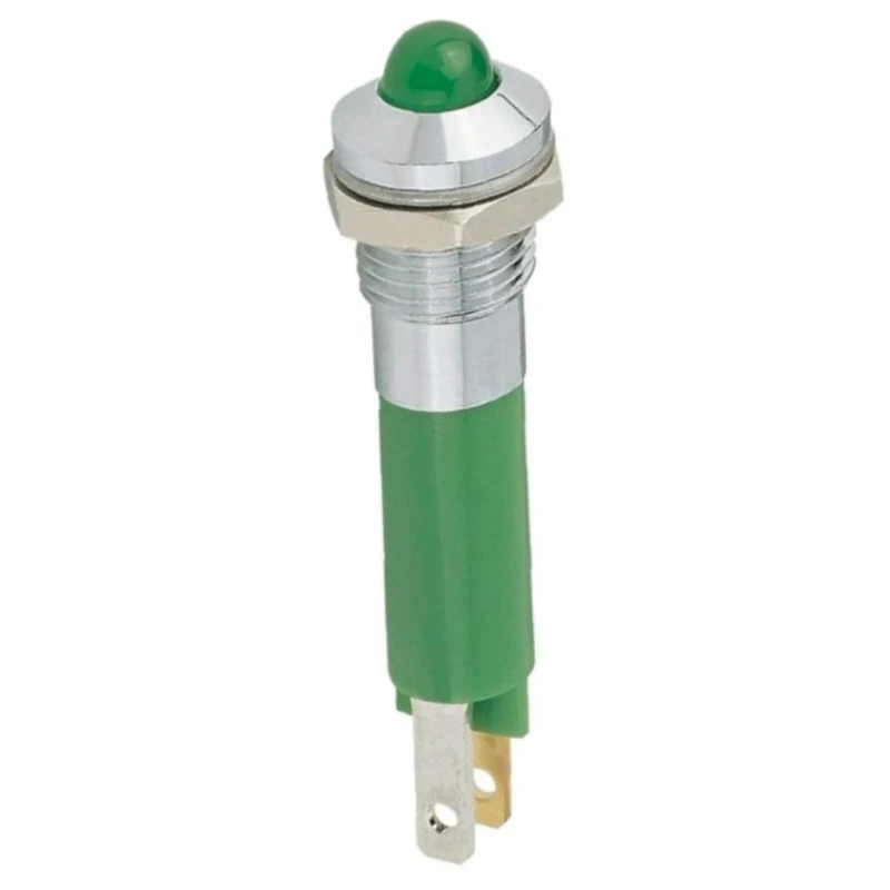 Signal Construct Green LED Panel Mount Indicator 8 mm, Solder Tab, IP67, 24-28V SMQD08624