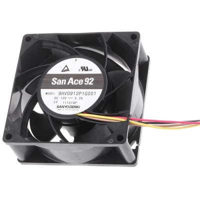 Sanyo Denki San Ace 9HV Series High Static Pressure Axial Fan 12V DC 62.4W 306 m³/h 14900 RPM 92 mm 9HV0912P1G001