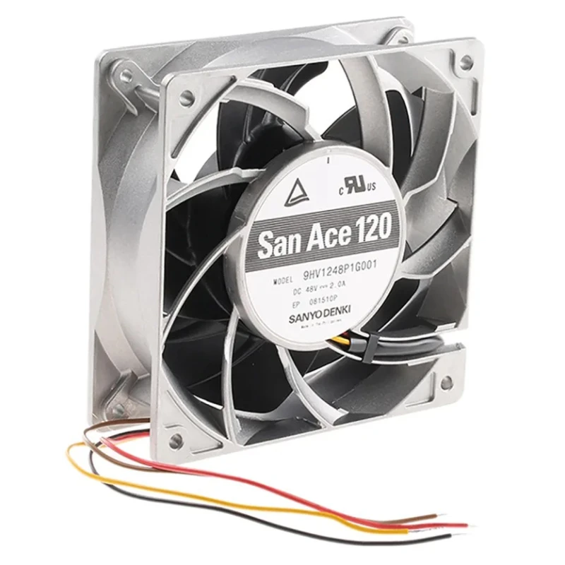 Sanyo Denki San Ace 9HV Series High Static Pressure 48V DC Axial Fan 498m³/h 96W 2A 120mm x 120mm x 38mm 9HV1248P1G001