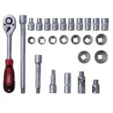 RS PRO 26-Piece 1/2 in 6 Point Chrome Vanadium Steel Socket Set with Ratchet Handle 817-9230