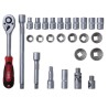 RS PRO 26-Piece 1/2 in 6 Point Chrome Vanadium Steel Socket Set with Ratchet Handle 817-9230