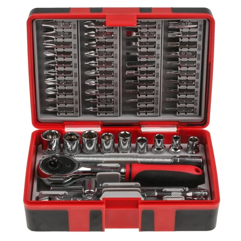 RS PRO 55-Piece 1/4 in Hexagon Socket Set Chrome Finish Alloy Steel 817-9236