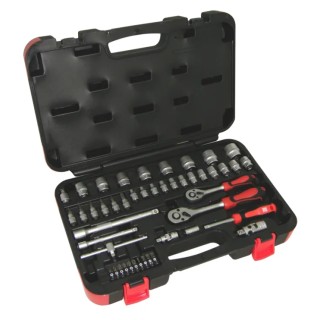 RS PRO 46-Piece 1/4 in, 3/8 in Hexagon Chrome Vanadium Steel Socket Set 817-9242