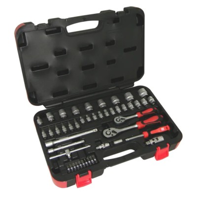 RS PRO 46-Piece 1/4 in, 3/8 in Hexagon Chrome Vanadium Steel Socket Set 817-9242