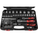 RS PRO 46-Piece 1/4 in, 3/8 in Hexagon Chrome Vanadium Steel Socket Set 817-9242