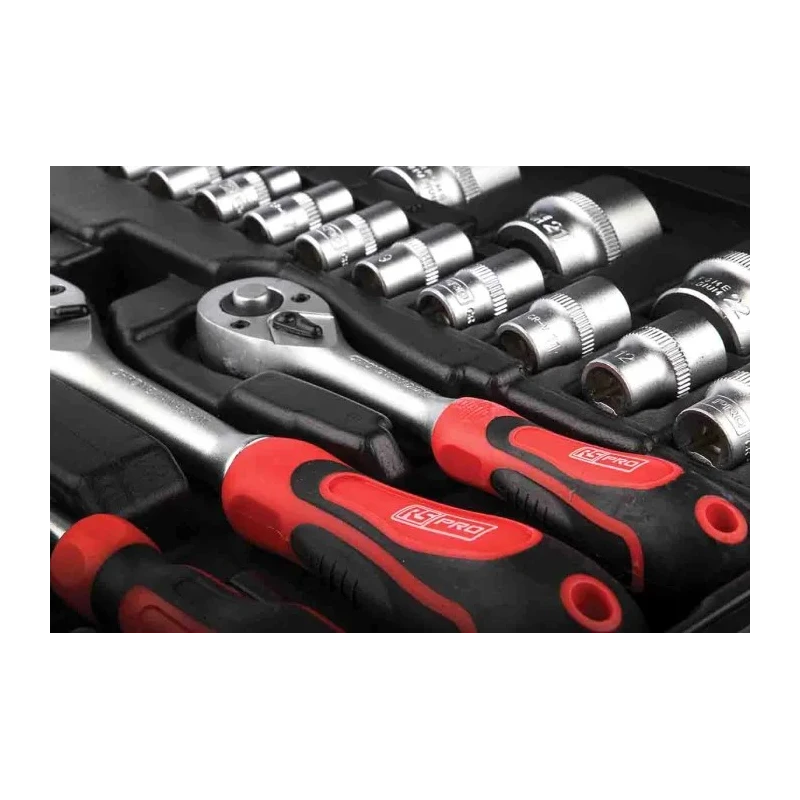 RS PRO 46-Piece 1/4 in, 3/8 in Hexagon Chrome Vanadium Steel Socket Set 817-9242