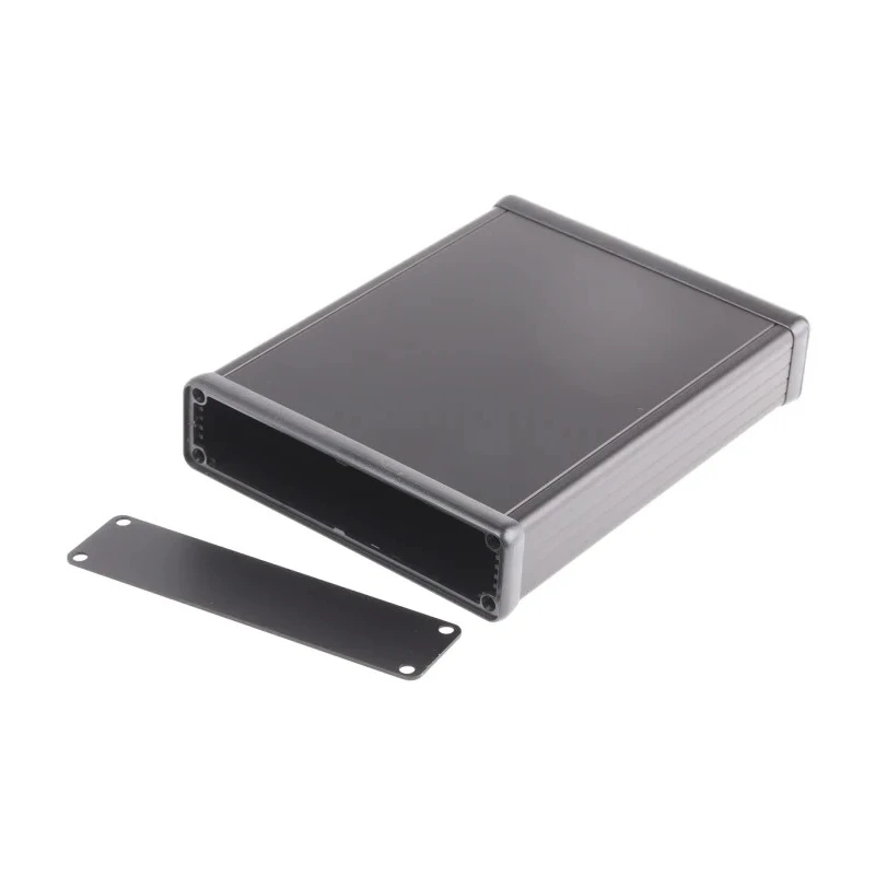 Hammond 1455 Series Aluminium Enclosure Black Lid IP54 31mm x 160mm x 125mm 1455P1601BK