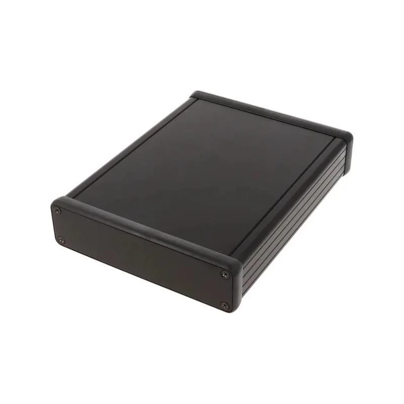 Hammond 1455 Series Aluminium Enclosure Black Lid IP54 31mm x 160mm x 125mm 1455P1601BK