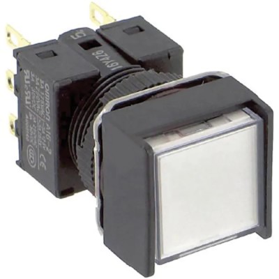 Omron Illuminated Push Button Switch Panel Mount 16 mm Cutout DPDT IP65 30 V dc 250 V A165L-AWM-24D-2
