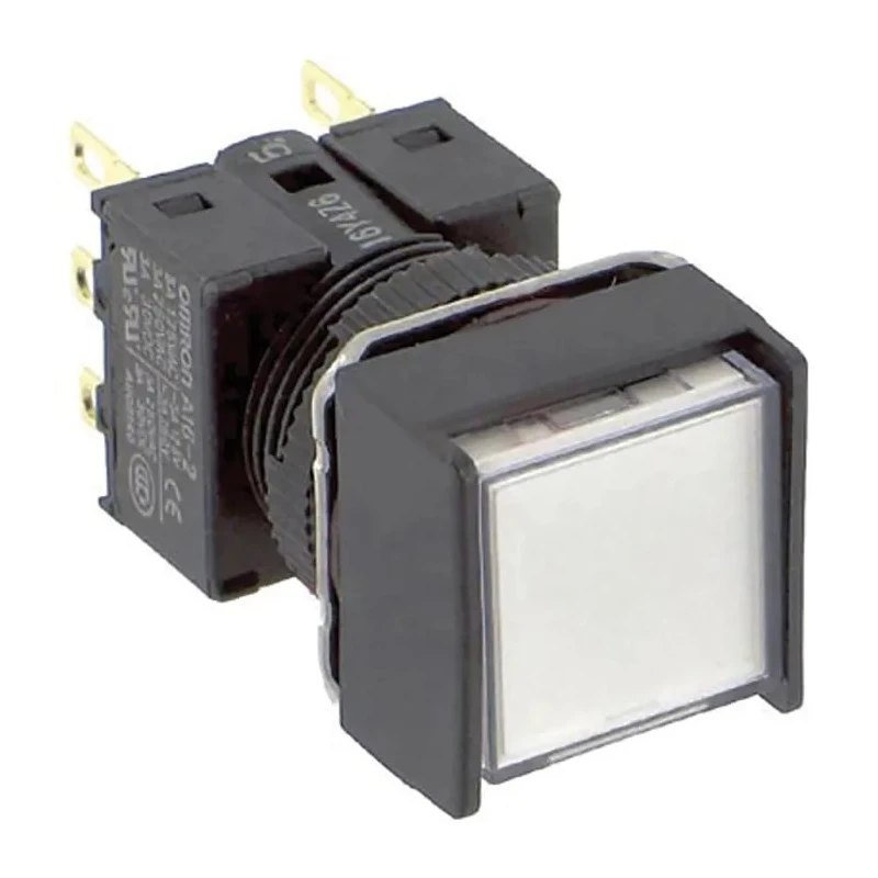 Omron Illuminated Push Button Switch Panel Mount 16 mm Cutout DPDT IP65 30 V dc 250 V A165L-AWM-24D-2