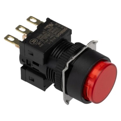 Omron Push Button Switch Panel Mount 16 mm Cutout, SPDT Contact, IP40, 30 V dc 250 V AC, Model A16-TRM-1