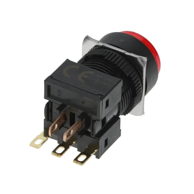 Omron Push Button Switch Panel Mount 16 mm Cutout, SPDT Contact, IP40, 30 V dc 250 V AC, Model A16-TRM-1