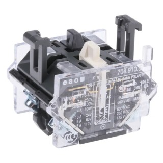 EAO Push Button Contact Block 500V AC, 1 NO/1 NC Screw Terminal, 37x29x23mm 704.910.5