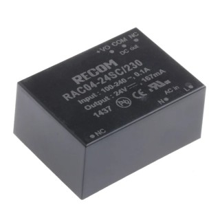 Recom Switching Power Supply 24V DC, 4W, 80-305V AC Input, PCB Mount RAC04-24SC/230