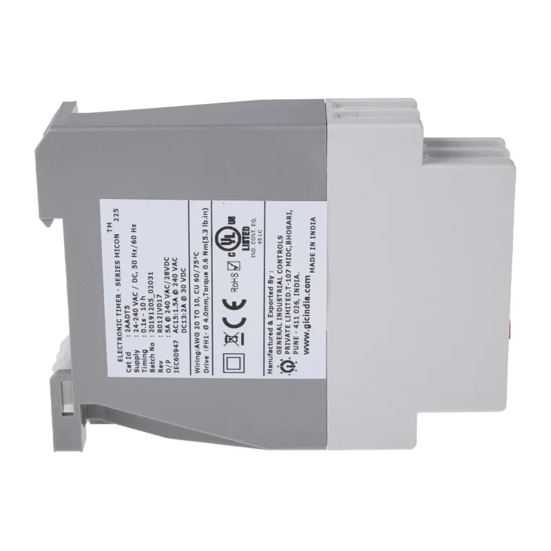 GIC 2AAD Series DIN Rail Timer Relay Multipurpose 2-Contact DPDT 240 V dc 24V ac 240 V ac 0.1 s to 10 h 2AADT5