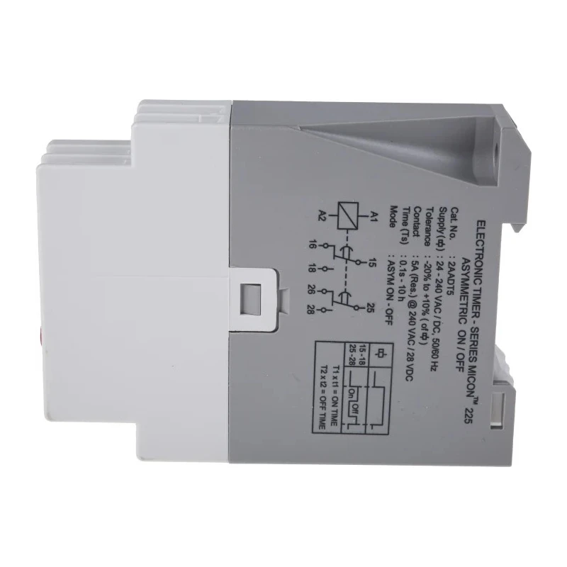 GIC 2AAD Series DIN Rail Timer Relay Multipurpose 2-Contact DPDT 240 V dc 24V ac 240 V ac 0.1 s to 10 h 2AADT5