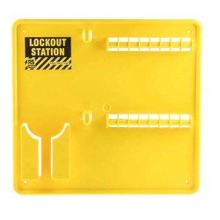 RS PRO 16 Padlock Lockout Station Yellow Polyvinyl Chloride 343mm x 40mm x 40mm 818-8041