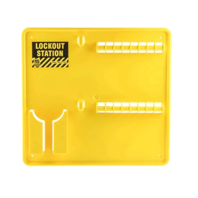 RS PRO 16 Padlock Lockout Station Yellow Polyvinyl Chloride 343mm x 40mm x 40mm 818-8041