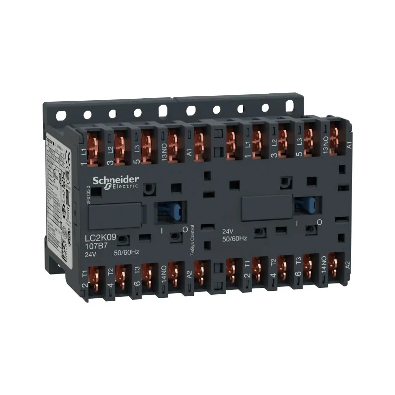 Schneider Electric Reversing Contactor 3-Pole 9A 4kW 24V AC Coil LC2K 