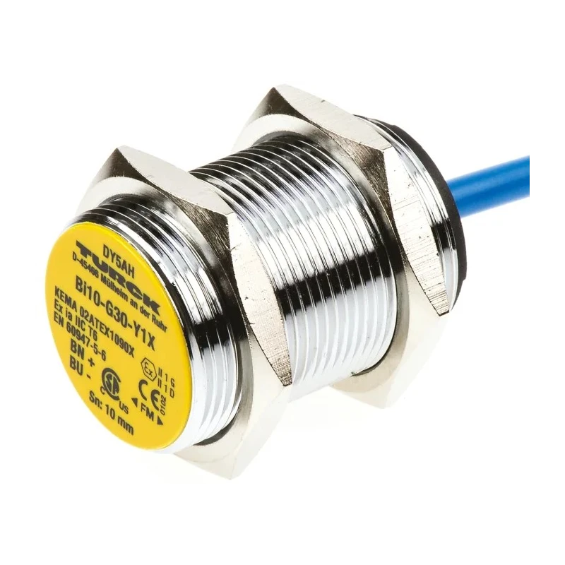 Turck Threaded Barrel Inductive Proximity Sensor M30 x 1.5, Flush Mount, 8.2 V dc, 1.2 mA, 10 mm Detection Range BI10-G30-Y1X