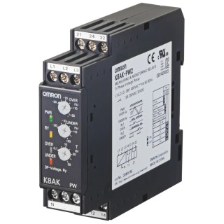 Omron 3 Phase Monitoring Relay 380/480 V AC Monitor Range, SPDT, DIN Rail Mount K8AKPW2380480VAC