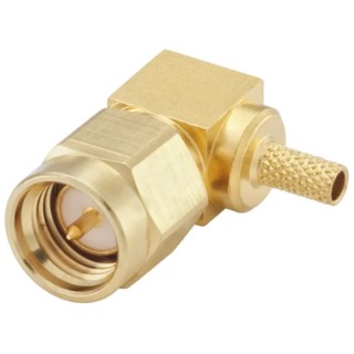 Rosenberger SMA Series Coaxial Connector Cable Male SMA, 50 Ω, Right Angle Body Crimp 32S207-302L5