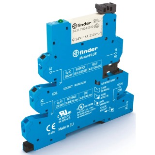 Finder 39 Series Electromechanical Interface Relay DIN Rail Mount 60V AC/DC Coil SPDT 6A Switching Current 39.61.0.060.0060