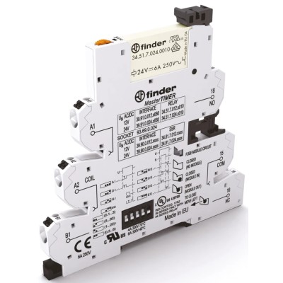 Finder Interface Relay DIN Rail Mount 12V ac/dc Coil SPDT Contact 23mA Coil Current 39.91.0.012.0060