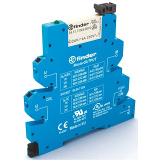 Finder 39 Series Electromechanical Interface Relay DIN Rail Mount 12V AC/DC Coil SPST 6A Switching Current 39.51.0.012.0060