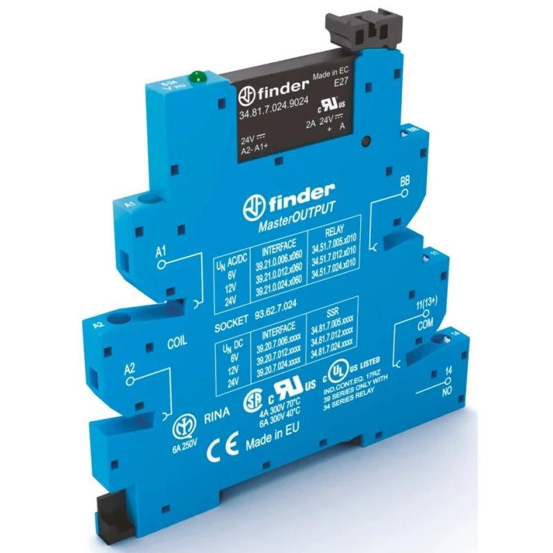 Finder Solid State Interface Relay 400V DIN Rail Screw Terminals Model 39.20.0.125.9024