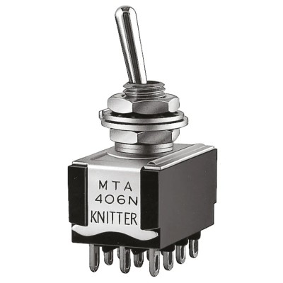 KNITTER-SWITCH Panel Mount Toggle Switch On-On 4PDT 30V dc 250V ac Solder Terminal MTA 406 R