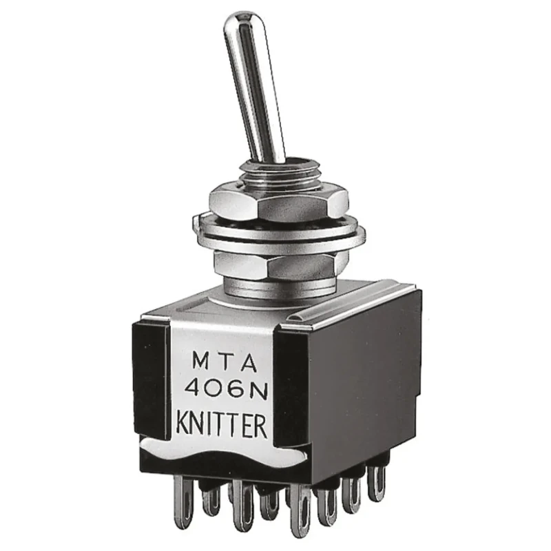 KNITTER-SWITCH Panel Mount Toggle Switch On-On 4PDT 30V dc 250V ac Solder Terminal MTA 406 R