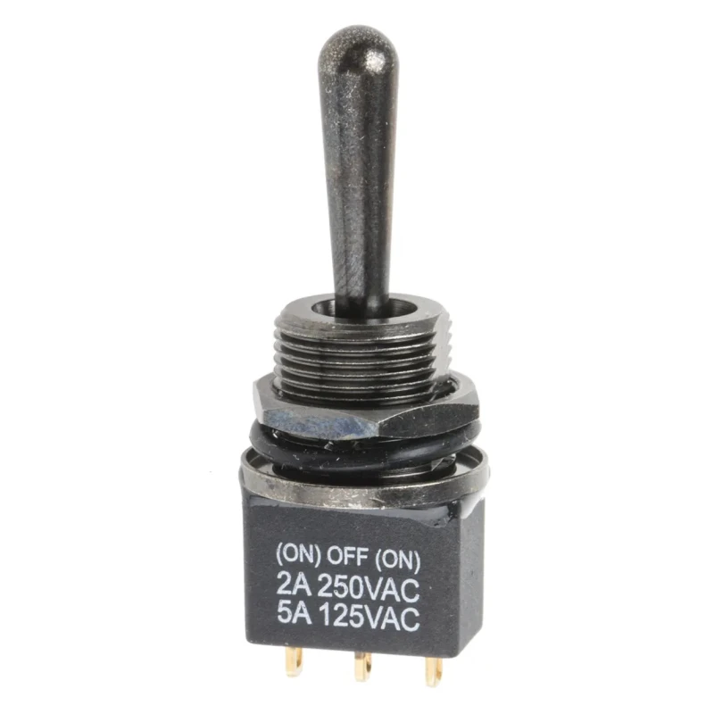 RS Pro Toggle Switch PCB Mount On-Off-On SPDT Solder Terminal IP67 5A 28V dc 250V ac 820-0558