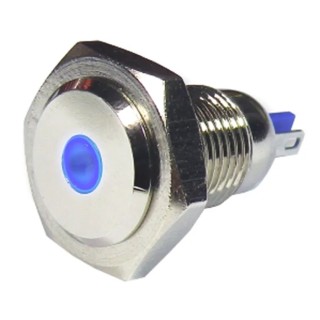 RS PRO Blue Panel Mount Indicator with Lead Wire Termination, 24V, 15mA, IP67, Nickel Plated Brass, 28.5mm Length 820-0589