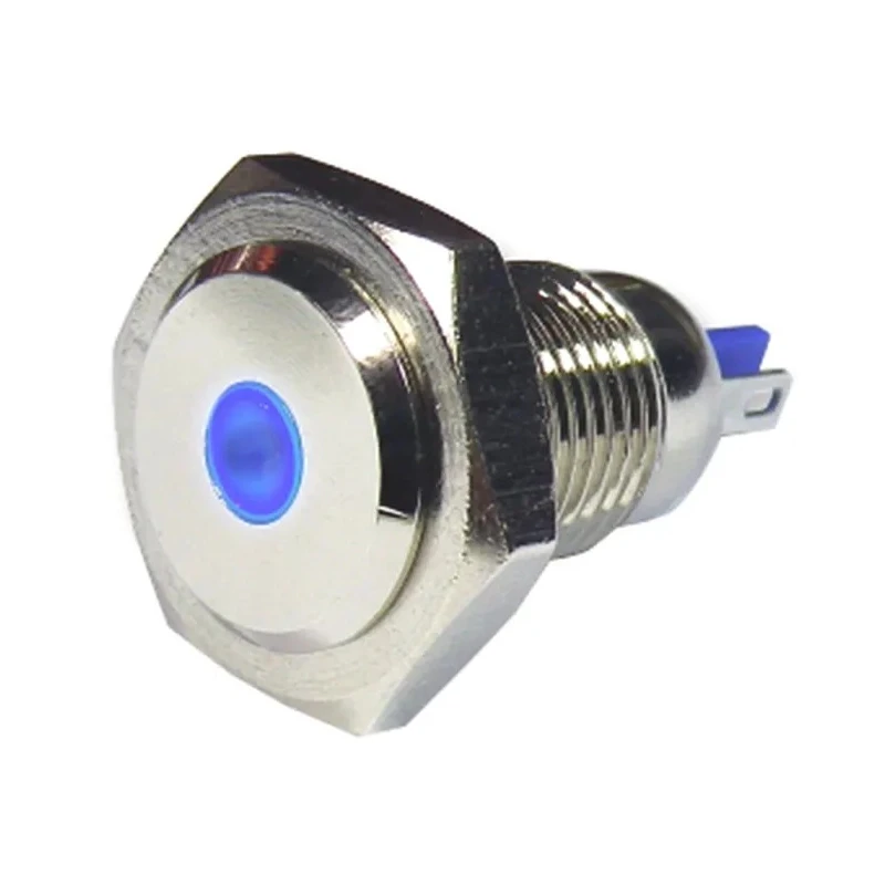 RS PRO Blue Panel Mount Indicator with Lead Wire Termination, 24V, 15mA, IP67, Nickel Plated Brass, 28.5mm Length 820-0589