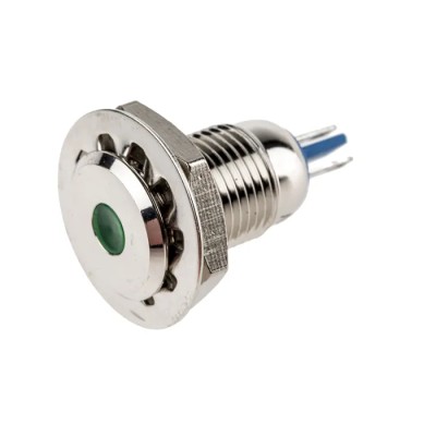 RS PRO Green Panel Mount Indicator 24V 15mA Lead Wire Termination IP67 Prominent Bezel 820-0582