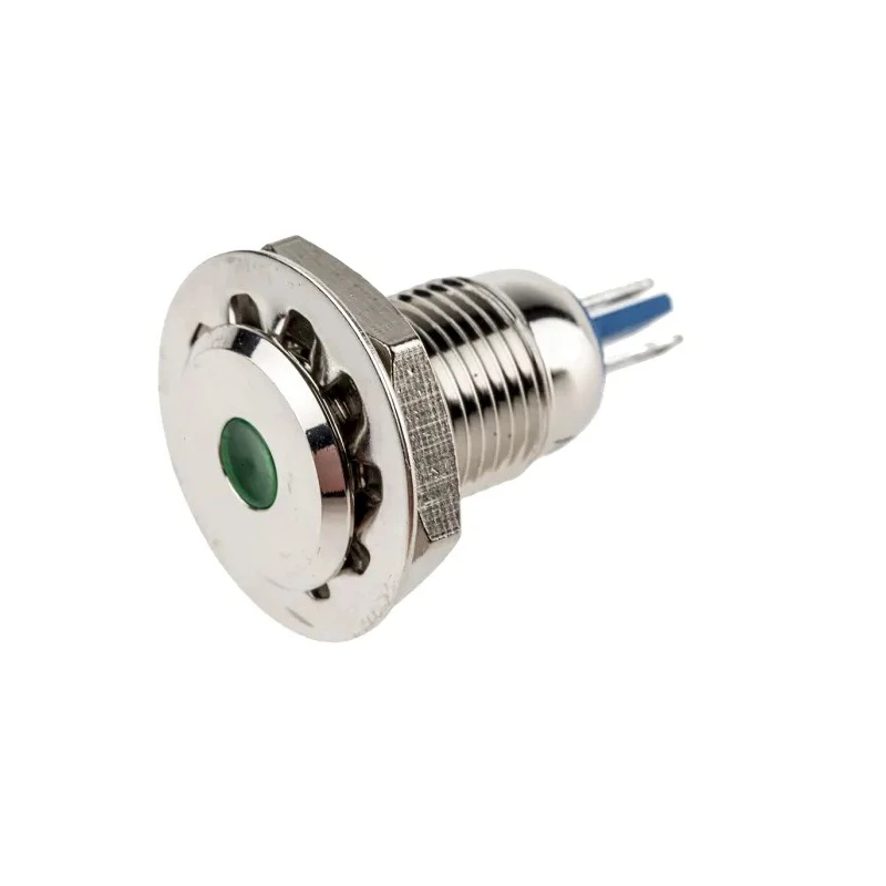RS PRO Green Panel Mount Indicator 24V 15mA Lead Wire Termination IP67 Prominent Bezel 820-0582